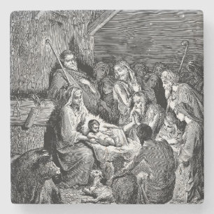 Dessous-de-verre En Pierre Illustrated Christmas Nativity Scene