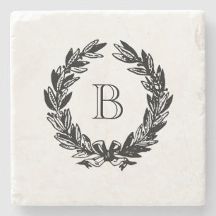 Dessous-de-verre En Pierre Illustration de couronne de Mariage monogramme