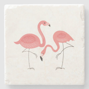 Dessous-de-verre En Pierre Illustration de Flamants roses roses mignons