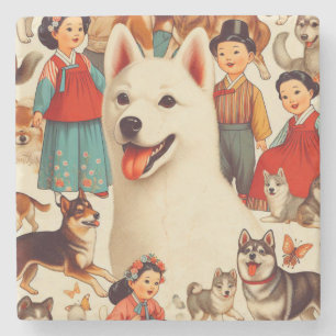 Dessous-de-verre En Pierre Illustration de Jindo en Corée vintage