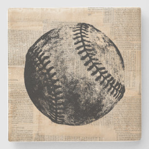 Dessous-de-verre En Pierre Illustration de l'art du baseball Vintage