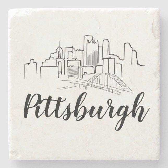 Dessous-de-verre En Pierre Illustration de Pittsburgh Skyline (Devant)