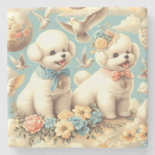 Dessous-de-verre En Pierre Illustration de vintage Cute Bichon Frisé