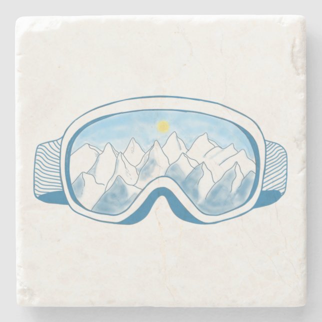 Dessous-de-verre En Pierre Illustration des lunettes de ski Sunny Mountain (Devant)