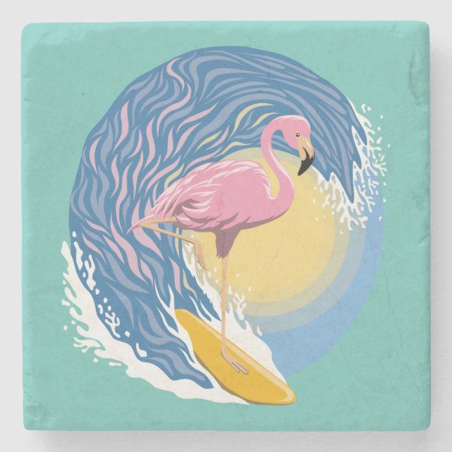 Dessous-de-verre En Pierre Illustration graphique du Flamant rose de navigati (Devant)