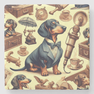 Dessous-de-verre En Pierre Illustration vintage Dachshund