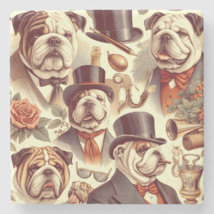 Dessous-de-verre En Pierre Illustration vintage en anglais Bulldog Seamless