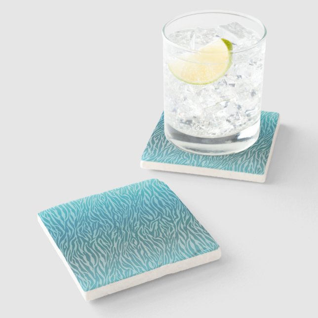 Dessous-de-verre En Pierre Impression Aqua Ombre Zebra (Côté)