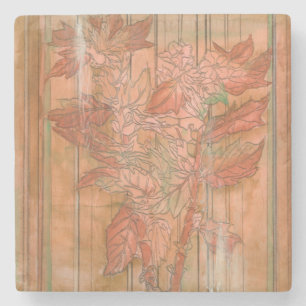 Dessous-de-verre En Pierre Impression florale orange moderne sur Arrière - pl
