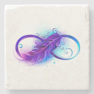 Dessous-de-verre En Pierre Infini avec plume violette