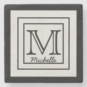 Dessous-de-verre En Pierre Initiales de nom personnalisées