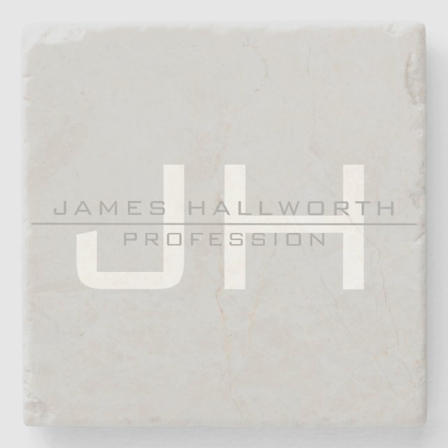 Dessous-de-verre En Pierre Initiales monogrammes modernes (ou autre texte) Gr (Devant)