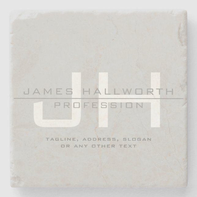 Dessous-de-verre En Pierre Initiales monogrammes modernes (ou autre texte) Gr (Devant)