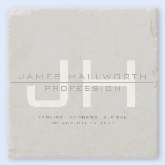 Dessous-de-verre En Pierre Initiales monogrammes modernes (ou autre texte) Gr (Créateur téléchargé)