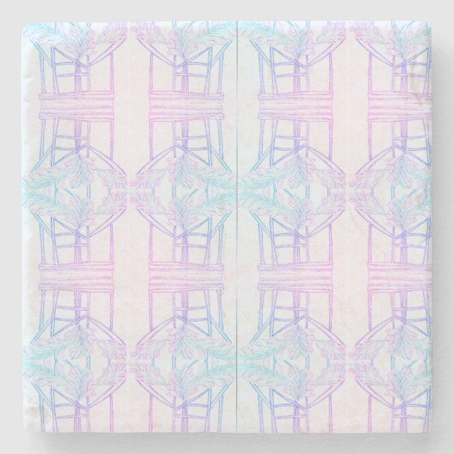 Dessous-de-verre En Pierre Interjumelage Abstrait  (Devant)