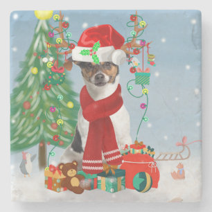 Dessous-de-verre En Pierre Jack Russell Terrier Chien dans neige Cadeaux de N