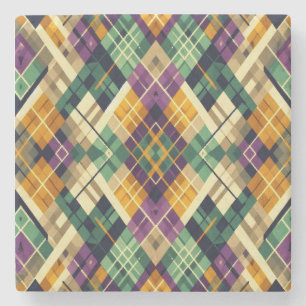 Dessous-de-verre En Pierre Jacquard Mardi Gras jaune violet vert