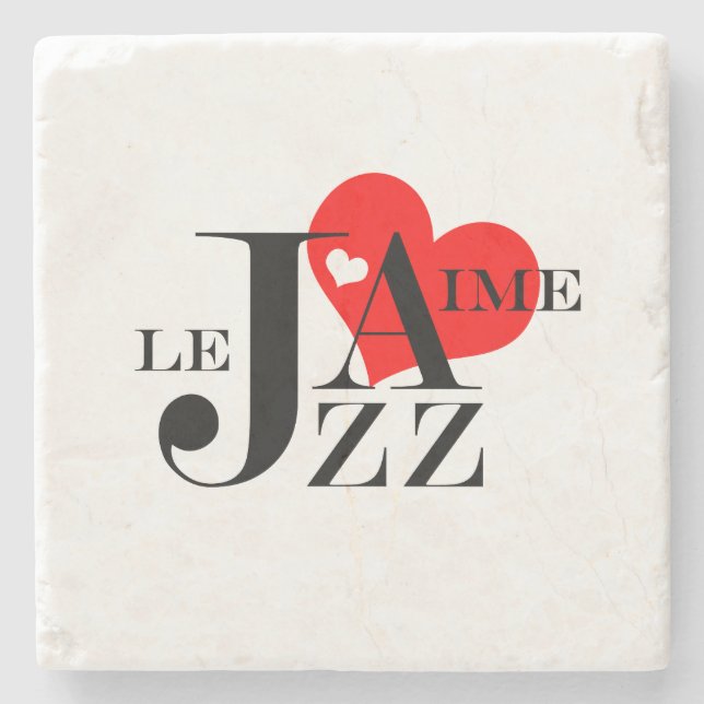 Dessous-de-verre En Pierre J'aime le jazz - amant français de jazz (Devant)
