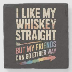 Dessous-de-verre En Pierre J'Aime Mon Whiskey Droit Mais Mes Amis LGBTQ