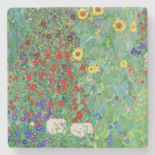 Dessous-de-verre En Pierre Jardin Agricole Gustav Klimt Avec Peinture De Fleu
