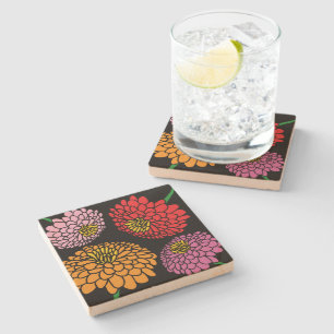 Dessous-de-verre En Pierre Jardin botanique de Zinnia mélange dessous de verr