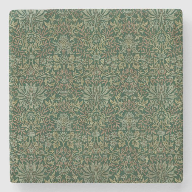 Dessous-de-verre En Pierre Jardin de fleurs de William Morris - Verts (Devant)