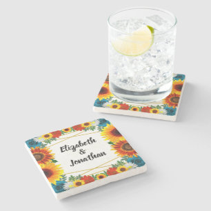 Dessous-de-verre En Pierre Jardin été Floral géométrique