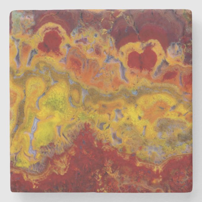 Dessous-de-verre En Pierre Jasper de rayloa rouge et jaune (Devant)