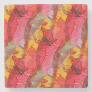 Dessous-de-verre En Pierre Jaune rouge d'art d'aquarelle