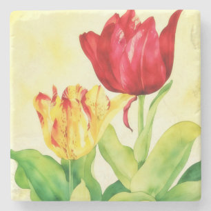 Dessous-de-verre En Pierre Jaune rouge Vintage style Tulip Dessous de verre d