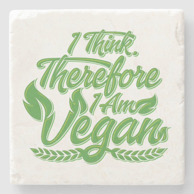 Dessous-de-verre En Pierre Je Pense Que Je Suis Vegan. (Devant)