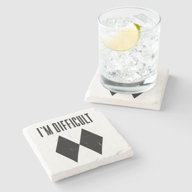 Dessous-de-verre En Pierre Je suis difficile Ski Double Diamant Noir (Côté)