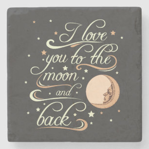 Dessous-de-verre En Pierre Je t'aime au noir de lune et de dos
