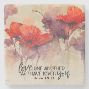 Dessous-de-verre En Pierre Jean 15:12 Aimez-Vous Une Autre Bible Verse Rouge 