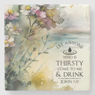 Dessous-de-verre En Pierre Jean 7:37 Quiconque a soif vient à Moi Bible