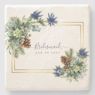 Dessous-de-verre En Pierre Jeu bleu d'hiver Eucalyptus Mariage Wonderland