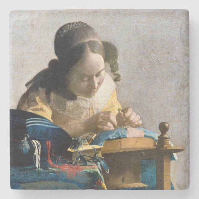 Dessous-de-verre En Pierre Johannes Vermeer - Le Lacemaker (Devant)