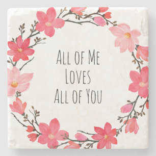 Dessous-de-verre En Pierre Joli Blush rose Floral Wreath Logique Typographie