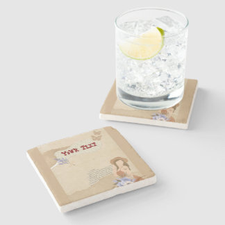 Dessous-de-verre En Pierre Joli gris, fleur, papillon et texte