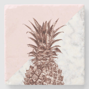 Dessous-de-verre En Pierre Joli marbre rose élégant de blanc d'ananas d'or