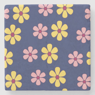 Dessous-de-verre En Pierre Joli motif de grandes fleurs