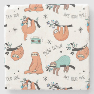 Dessous-de-verre En Pierre Joli Motif Sloth