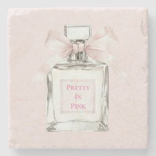Dessous-de-verre En Pierre Joli nœud de bouteille de parfum rose  