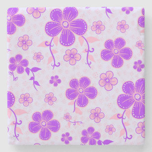 Dessous-de-verre En Pierre Jolie impression florale violet et rose sur Lavend