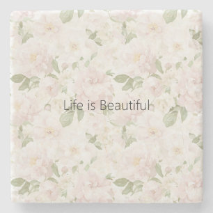Dessous-de-verre En Pierre Jolies fleurs roses blush