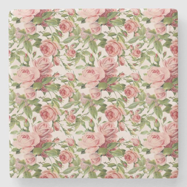 Dessous-de-verre En Pierre Jolis roses roses vintages (Devant)