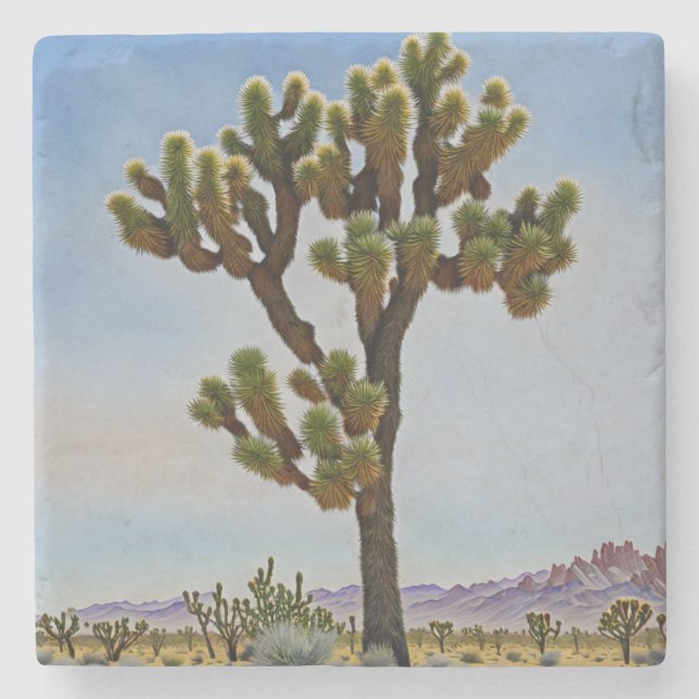 Dessous-de-verre En Pierre Joshua Tree Cactus Desert Art Dessous de verre (Devant)