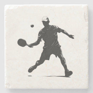 Dessous-de-verre En Pierre Joueur de Pickleball Silhouette Sport Design