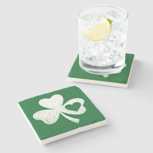 Dessous-de-verre En Pierre Jour de la Saint-Patrick vert Shamrock du cœur de 