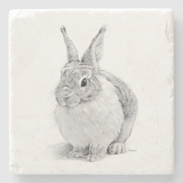 Dessous-de-verre En Pierre Journée du lapin (Devant)